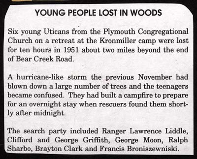 six young uticans lost for ten hours near bear creek road 1951