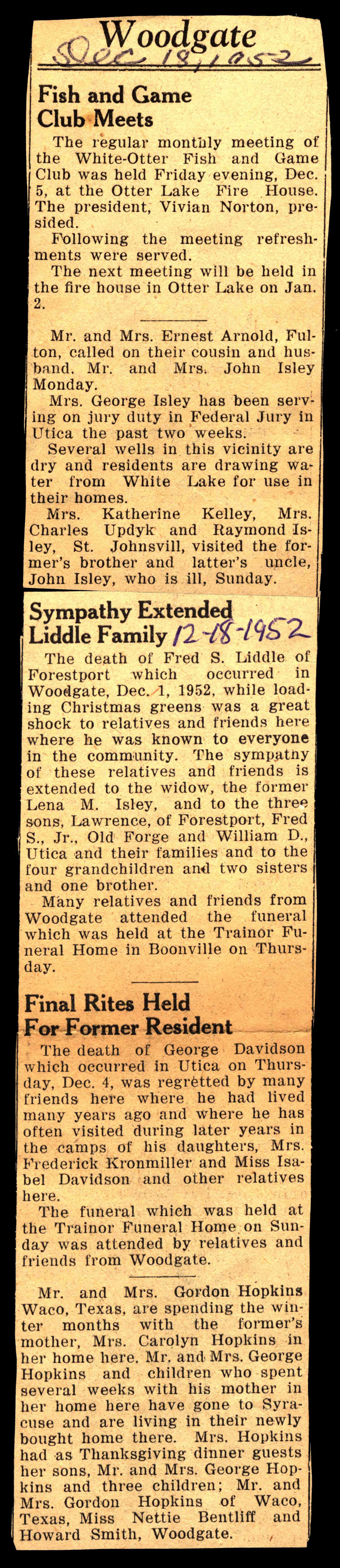 woodgate news december 18 1952