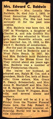 baldwin louella mae nugent wife of edward c obit july 1 1952