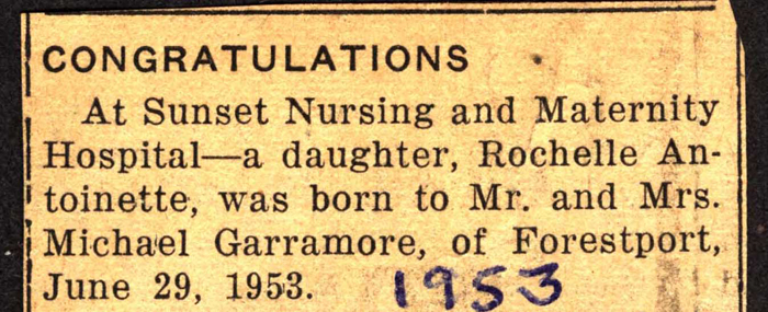 rochelle antoinette born to mr and mrs michael garramore june 29 1953