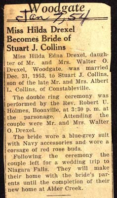 stuart j collins weds hilda edna drexel december 31 1953