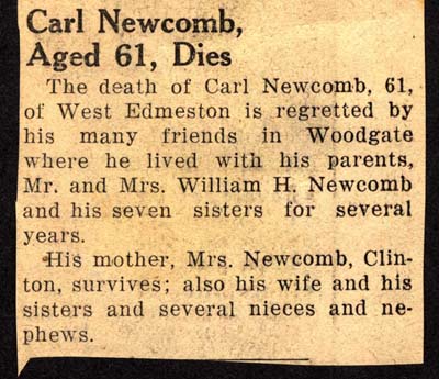 carl newcomb son of william h newcomb dies january 1955