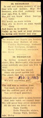 in memoriam may mcsweeney died february 3 1955