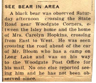 bear sighted in area october 1957