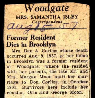 mrs dan a corliss dau of morgan moon dies august 9 1957