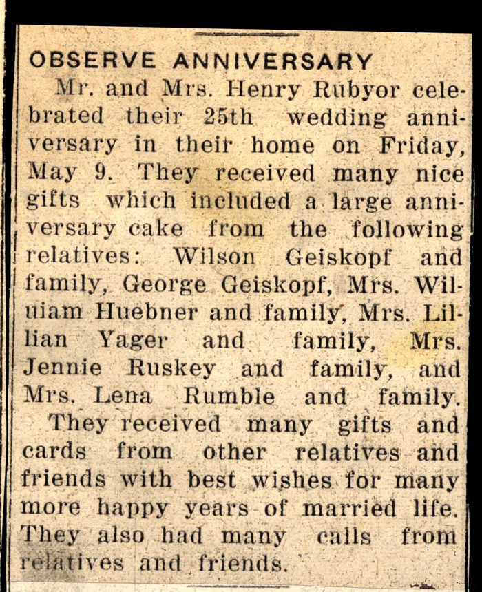 mr and mrs henry rubyor celebrate 25th wedding anniversary may 9 1958 001