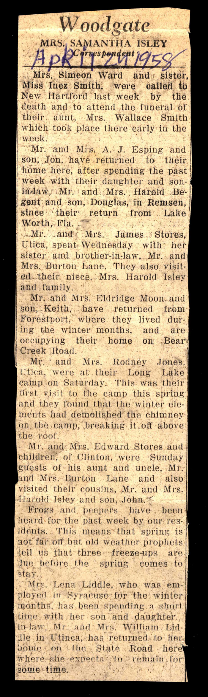 woodgate news april 24 1958