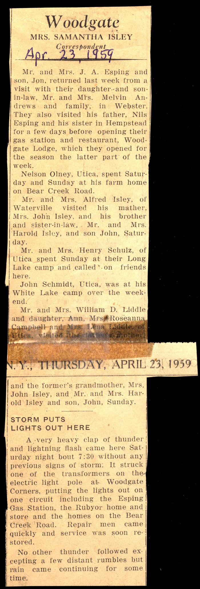 woodgate news april 23 1959