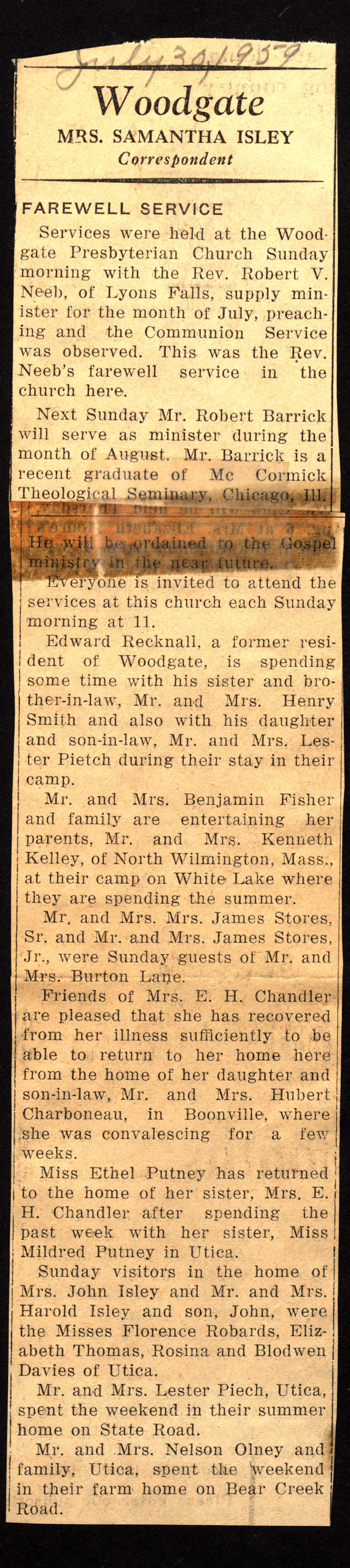 woodgate news july 30 1959