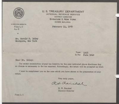 isley harold d irs letter