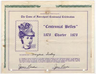 forestport centennial belles membership certificate margaret