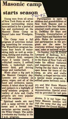 masonic camp starts season july 21 1982