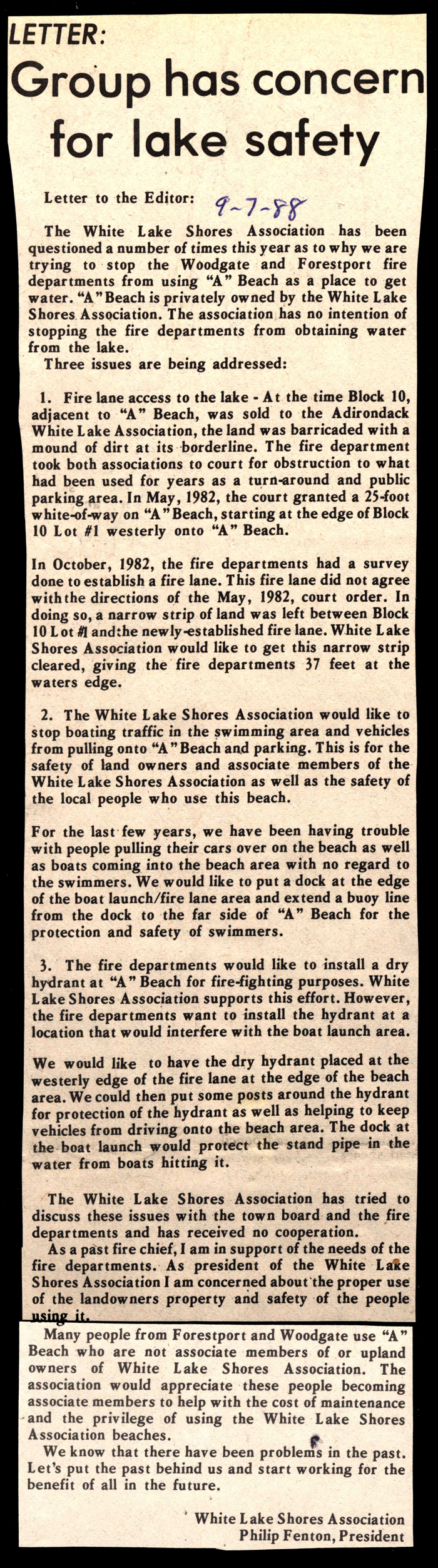 group has concern for lake safety september 7 1988