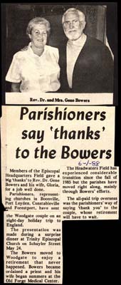 parishoners say thanks to dr reverend and mrs bowers june 1 1988