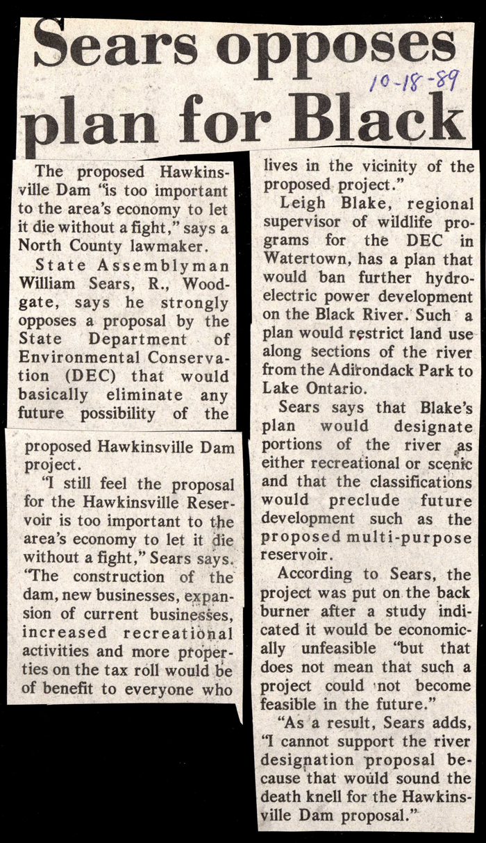 sears opposes plan for black river october 18 1989