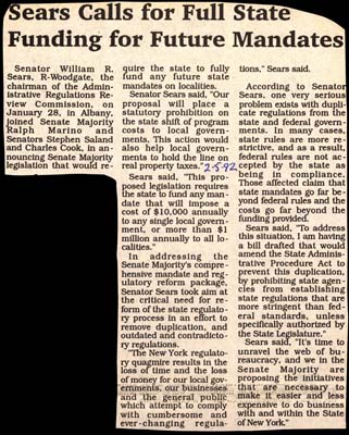 sears calls for full state funding for future mandates february 2 1992