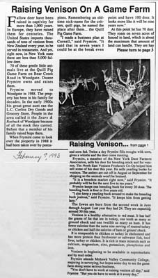 duane frymire raises venison on game farm february 9 1993