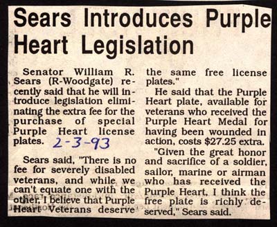sears introduces purple heart legislation february 3 1993