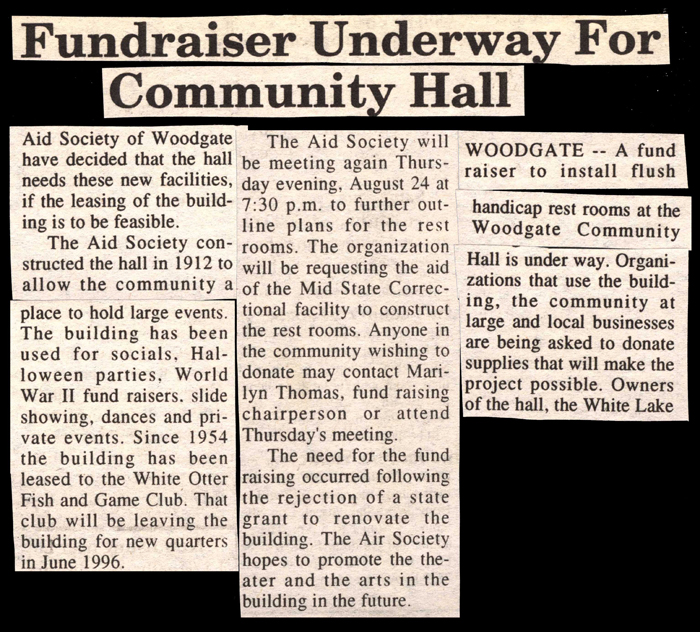 fundraiser underway for woodgate community hall 1995