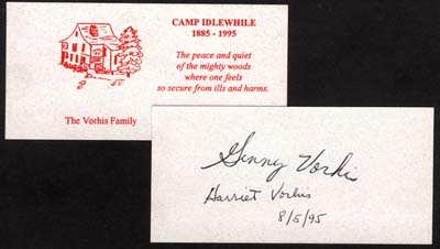 idlewhile calling card from vorhis family august 5 1995
