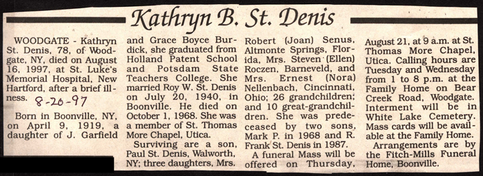 st denis kathryn b wife of roy w st denis obit august 16 1997