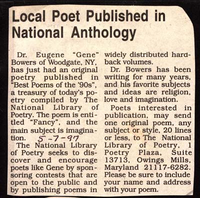 dr eugene bowers published in national poetry anthology may 7 1997